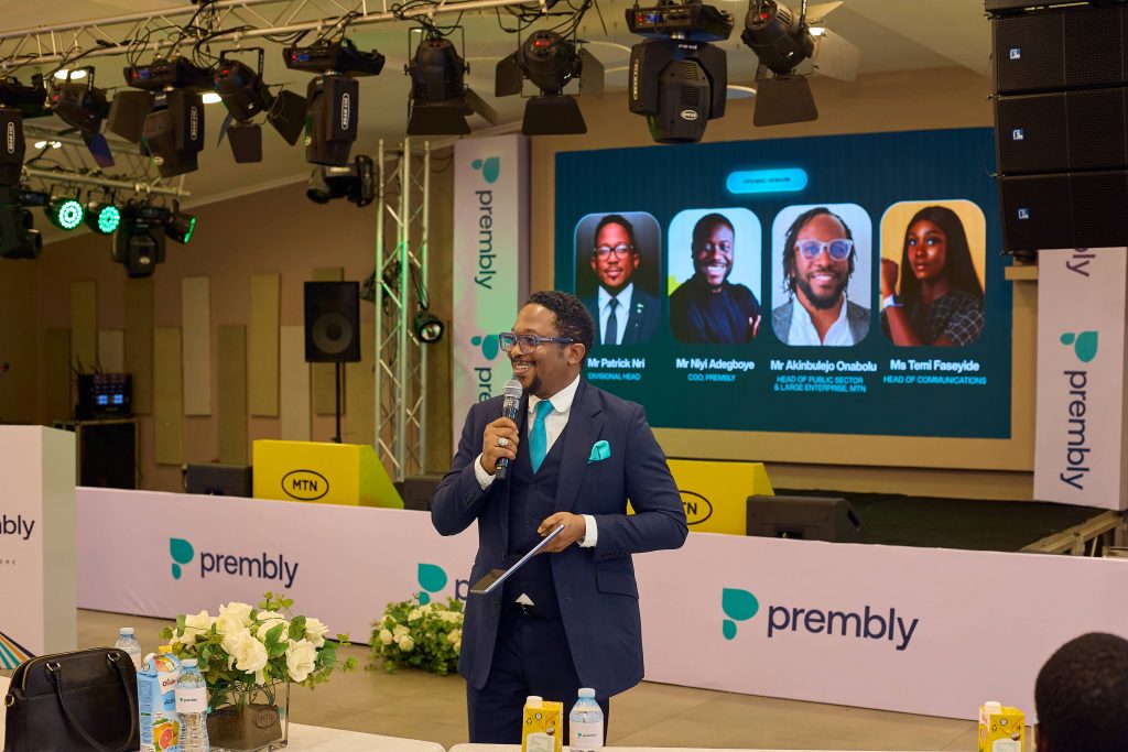 Patrick Nri moderating the executive panel discussion at the Prembly Fraud Intelligence Summit 2026.