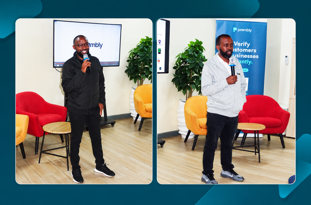 Mark Muchugia of Lofty Corban and Paul Gachara of Directline at Prembly Connect Nairobi 2026.
